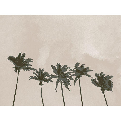 Windy Palm Trees Black Modern Wood Framed Art Print by Uppsala Studio