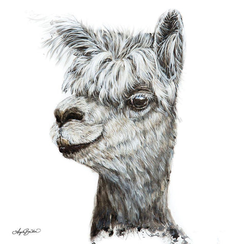 Alphie the Alpaca Black Modern Wood Framed Art Print by Bawden, Angela