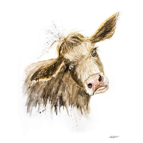 Miles the Cow Gold Ornate Wood Framed Art Print with Double Matting by Bawden, Angela