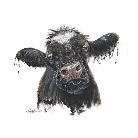 Doris the Dairy Cow White Modern Wood Framed Art Print by Bawden, Angela