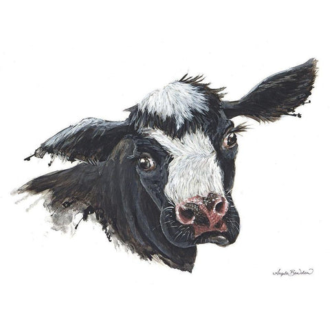 Daisy the Dairy Cow White Modern Wood Framed Art Print by Bawden, Angela