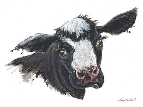 Daisy the Dairy Cow White Modern Wood Framed Art Print with Double Matting by Bawden, Angela