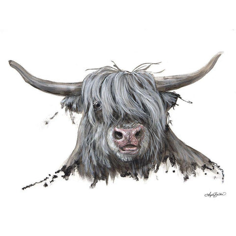 Lucy the Highland Cow White Modern Wood Framed Art Print by Bawden, Angela