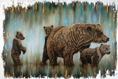 Mama Bears Protection White Modern Wood Framed Art Print with Double Matting by Bawden, Angela