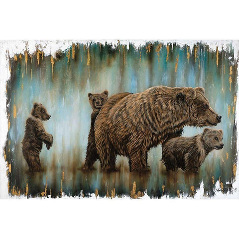 Mama Bears Protection Black Modern Wood Framed Art Print by Bawden, Angela