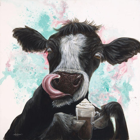 Moo Latte Black Modern Wood Framed Art Print with Double Matting by Bawden, Angela