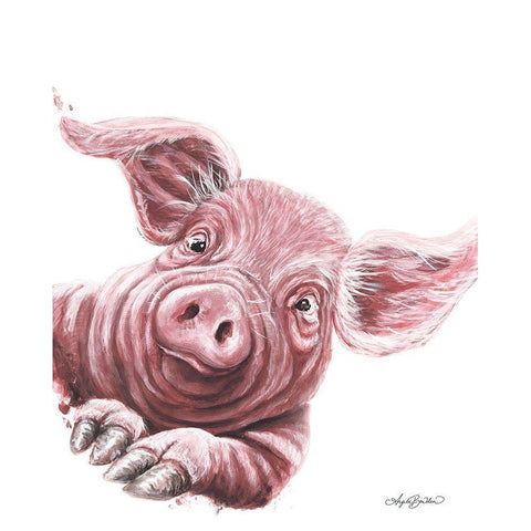 This Little Piggys Toes White Modern Wood Framed Art Print by Bawden, Angela