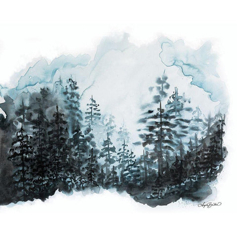 Blue Pine Forest I Black Modern Wood Framed Art Print by Bawden, Angela
