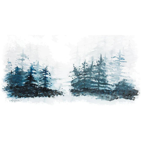 Blue Pine Forest II White Modern Wood Framed Art Print by Bawden, Angela