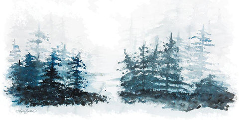 Blue Pine Forest II Black Ornate Wood Framed Art Print with Double Matting by Bawden, Angela