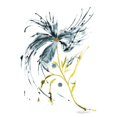 Blue Lily Splash Black Modern Wood Framed Art Print by Bawden, Angela