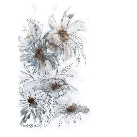 Abstract Flowers White Modern Wood Framed Art Print by Bawden, Angela