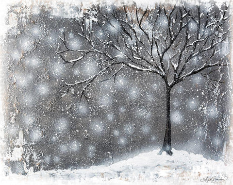 Snow Kissed Tree Black Ornate Wood Framed Art Print with Double Matting by Bawden, Angela