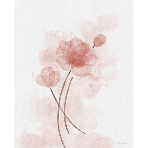 Pink Posies Black Modern Wood Framed Art Print with Double Matting by Bawden, Angela