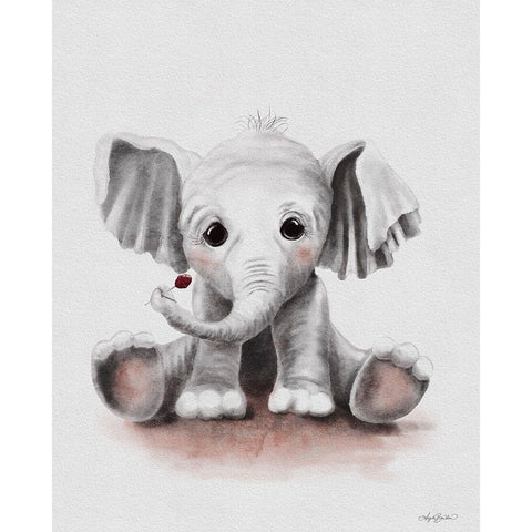 Lolli the Baby Elephant Black Modern Wood Framed Art Print by Bawden, Angela