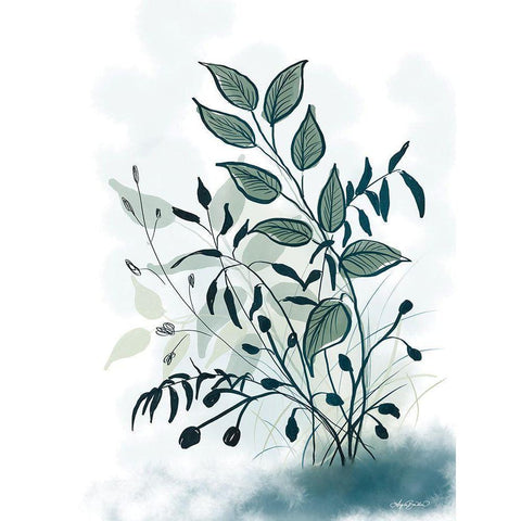 Inked Botanicals Black Modern Wood Framed Art Print by Bawden, Angela