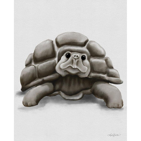 Torty the Turtle Black Modern Wood Framed Art Print by Bawden, Angela