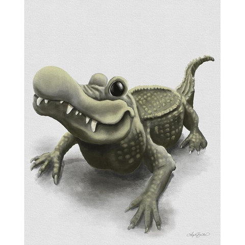 Gabe the Gator Black Modern Wood Framed Art Print with Double Matting by Bawden, Angela