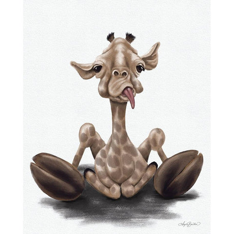 Jeffrey the Giraffe White Modern Wood Framed Art Print by Bawden, Angela