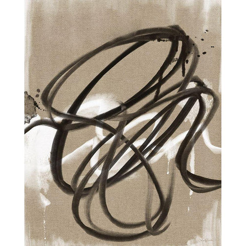 Mocha Linen Abstract Black Modern Wood Framed Art Print by Bawden, Angela