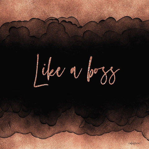 Like A Boss Black Modern Wood Framed Art Print with Double Matting by Bawden, Angela
