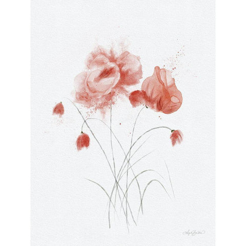 Pink Alcohol Ink Floral Black Modern Wood Framed Art Print with Double Matting by Bawden, Angela