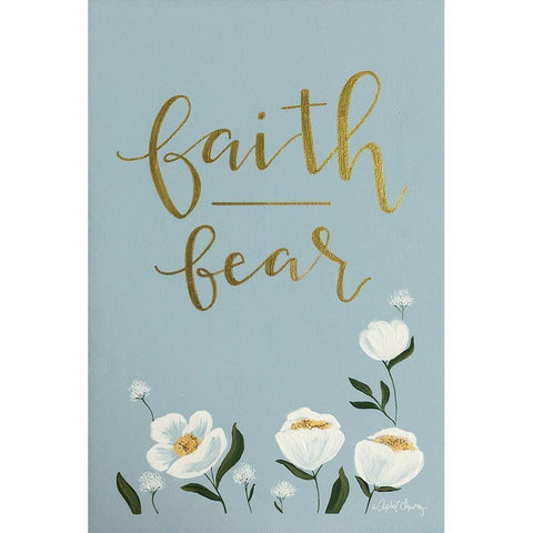 Faith Fear Flowers Black Modern Wood Framed Art Print with Double Matting by Chavez, April