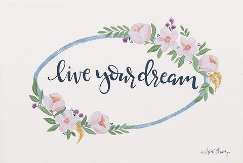 Live Your Dream White Modern Wood Framed Art Print with Double Matting by Chavez, April