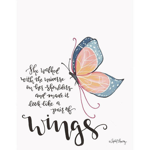 Wings White Modern Wood Framed Art Print by Chavez, April