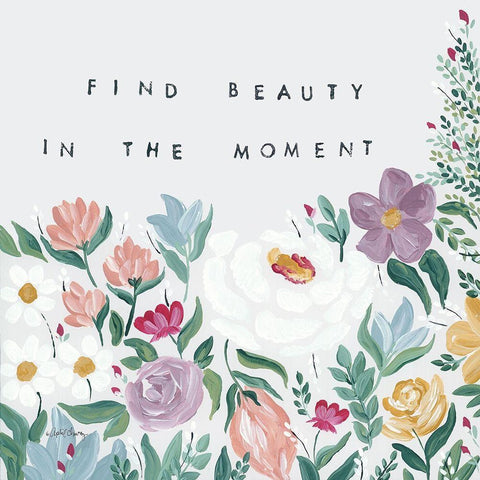 Find Beauty in the Moment Floral Black Ornate Wood Framed Art Print with Double Matting by Chavez, April