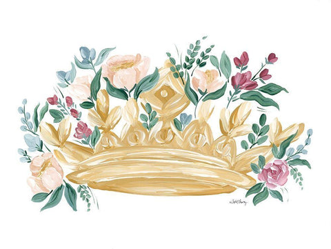 Flower Crown I White Modern Wood Framed Art Print with Double Matting by Chavez, April