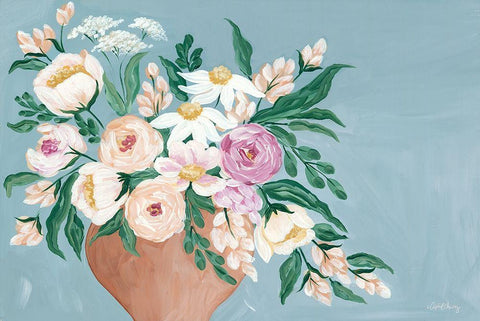 Blue Bouquet   White Modern Wood Framed Art Print with Double Matting by Chavez, April