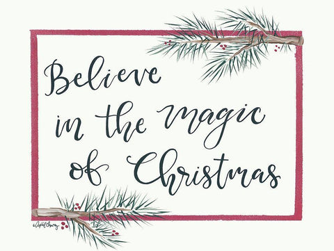 Believe in the Magic of Christmas White Modern Wood Framed Art Print with Double Matting by Chavez, April