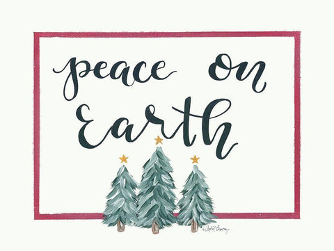 Peace on Earth White Modern Wood Framed Art Print with Double Matting by Chavez, April