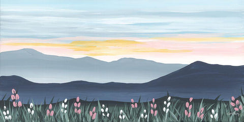 Sunset Over the Blue Ridge Black Ornate Wood Framed Art Print with Double Matting by Chavez, April