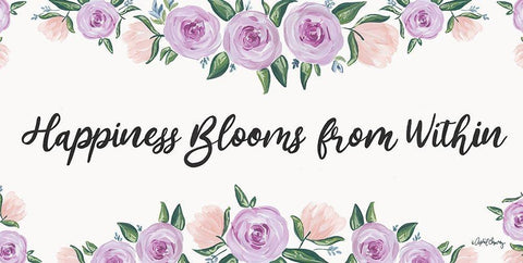 Happiness Blooms From Within White Modern Wood Framed Art Print with Double Matting by Chavez, April