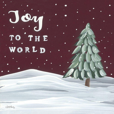 Joy to the World White Modern Wood Framed Art Print with Double Matting by Chavez, April