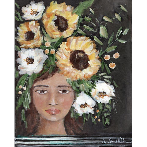 Sunflowers for you Black Modern Wood Framed Art Print by Hilburn, Amanda