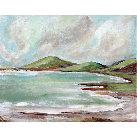 Green Hills by the Sea Black Modern Wood Framed Art Print by Hilburn, Amanda