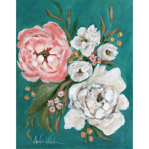 Spring Blossoms and Peonies White Modern Wood Framed Art Print by Hilburn, Amanda