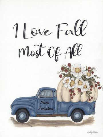 I Love Fall Most of All Black Ornate Wood Framed Art Print with Double Matting by Justice, Ashley