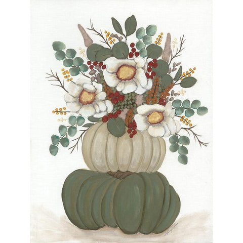 Floral Pumpkin Stack Black Modern Wood Framed Art Print with Double Matting by Justice, Ashley