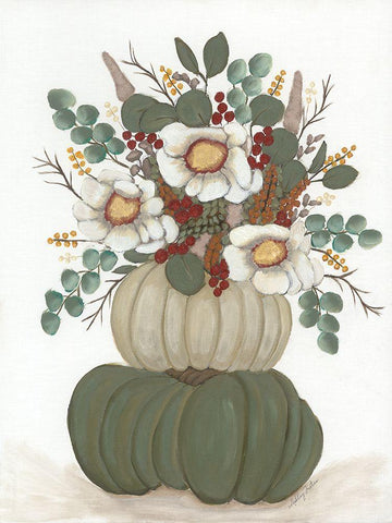 Floral Pumpkin Stack Black Ornate Wood Framed Art Print with Double Matting by Justice, Ashley