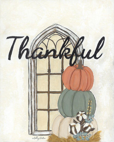 Fall Thankful Black Ornate Wood Framed Art Print with Double Matting by Justice, Ashley
