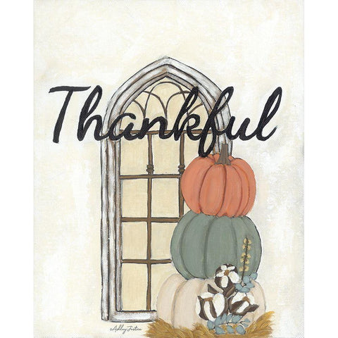 Fall Thankful Black Modern Wood Framed Art Print with Double Matting by Justice, Ashley
