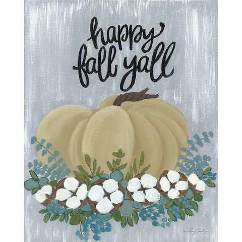 Happy Fall YAll Gold Ornate Wood Framed Art Print with Double Matting by Justice, Ashley
