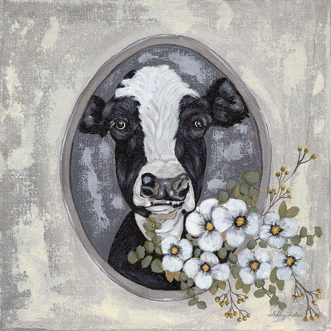 Framed Cow White Modern Wood Framed Art Print by Justice, Ashley