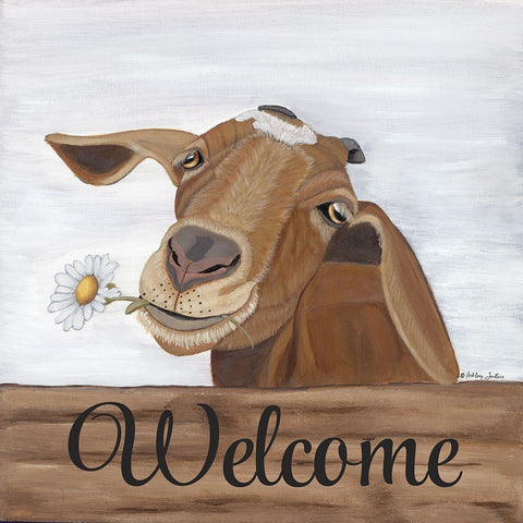 Theodore Welcome White Modern Wood Framed Art Print with Double Matting by Justice, Ashley
