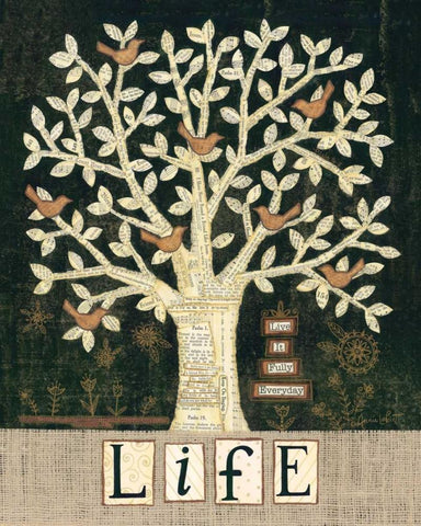 Tree of Life White Modern Wood Framed Art Print with Double Matting by LaPoint, Annie
