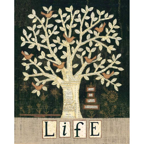 Tree of Life Black Modern Wood Framed Art Print with Double Matting by LaPoint, Annie
